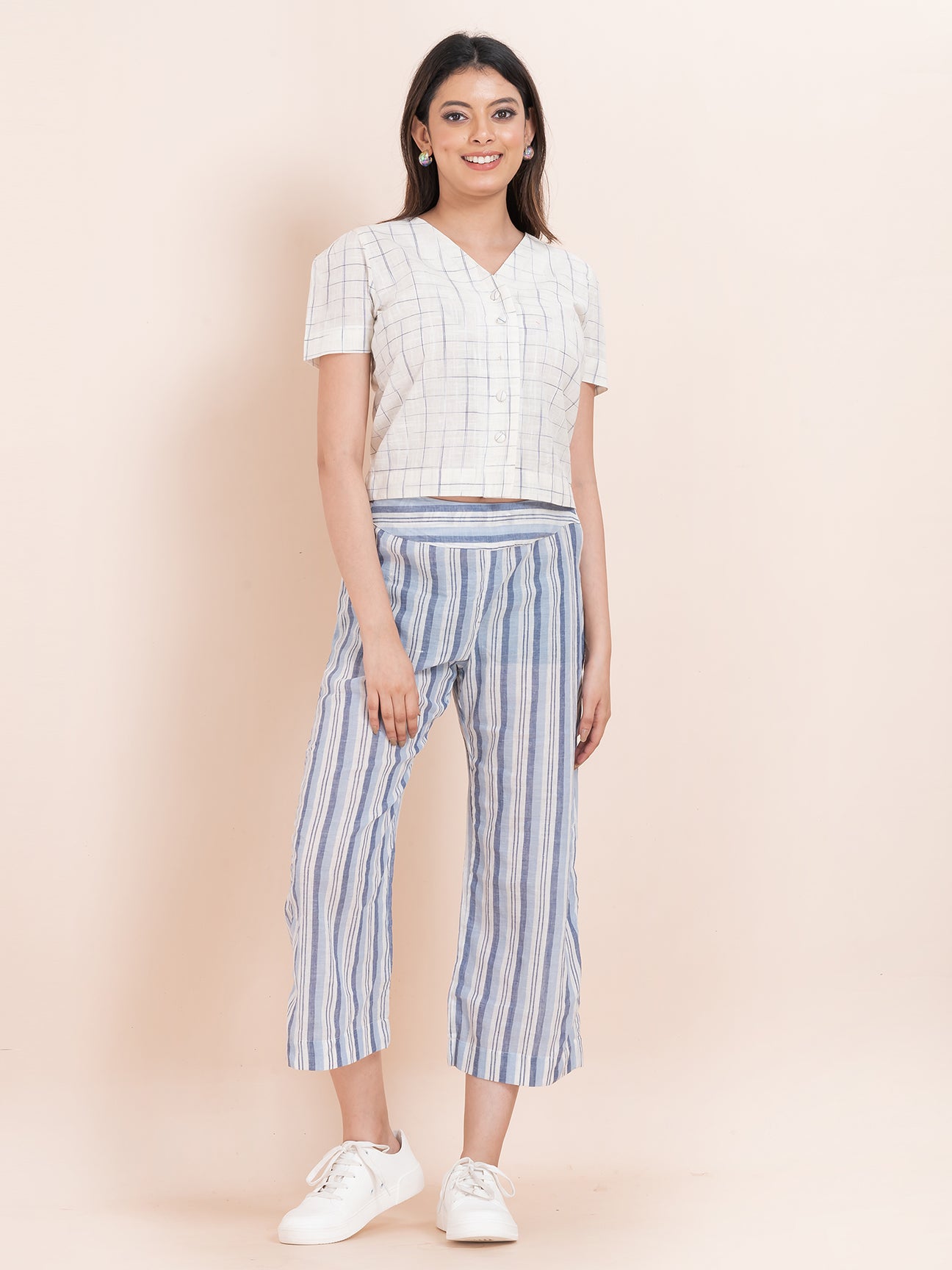 Cotton Cadence - OCAU Basic Striped Wide Leg Cropped Pant