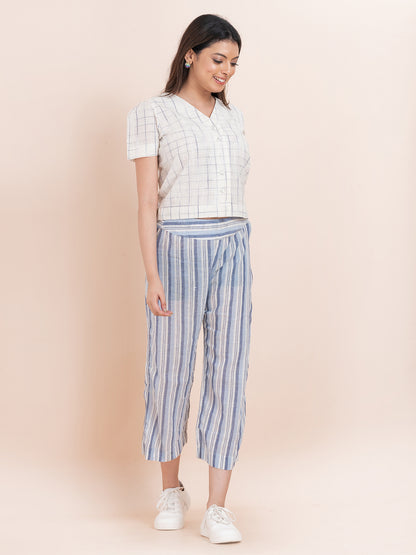 Cotton Cadence - OCAU Basic Striped Wide Leg Cropped Pant