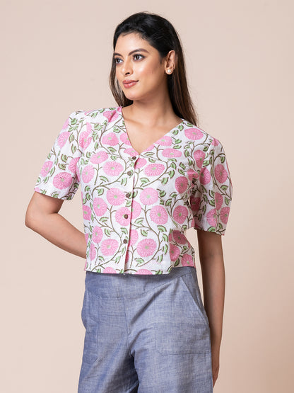 Carnation - OCAU Basic Self Designed Block Printed Cotton Button Down To