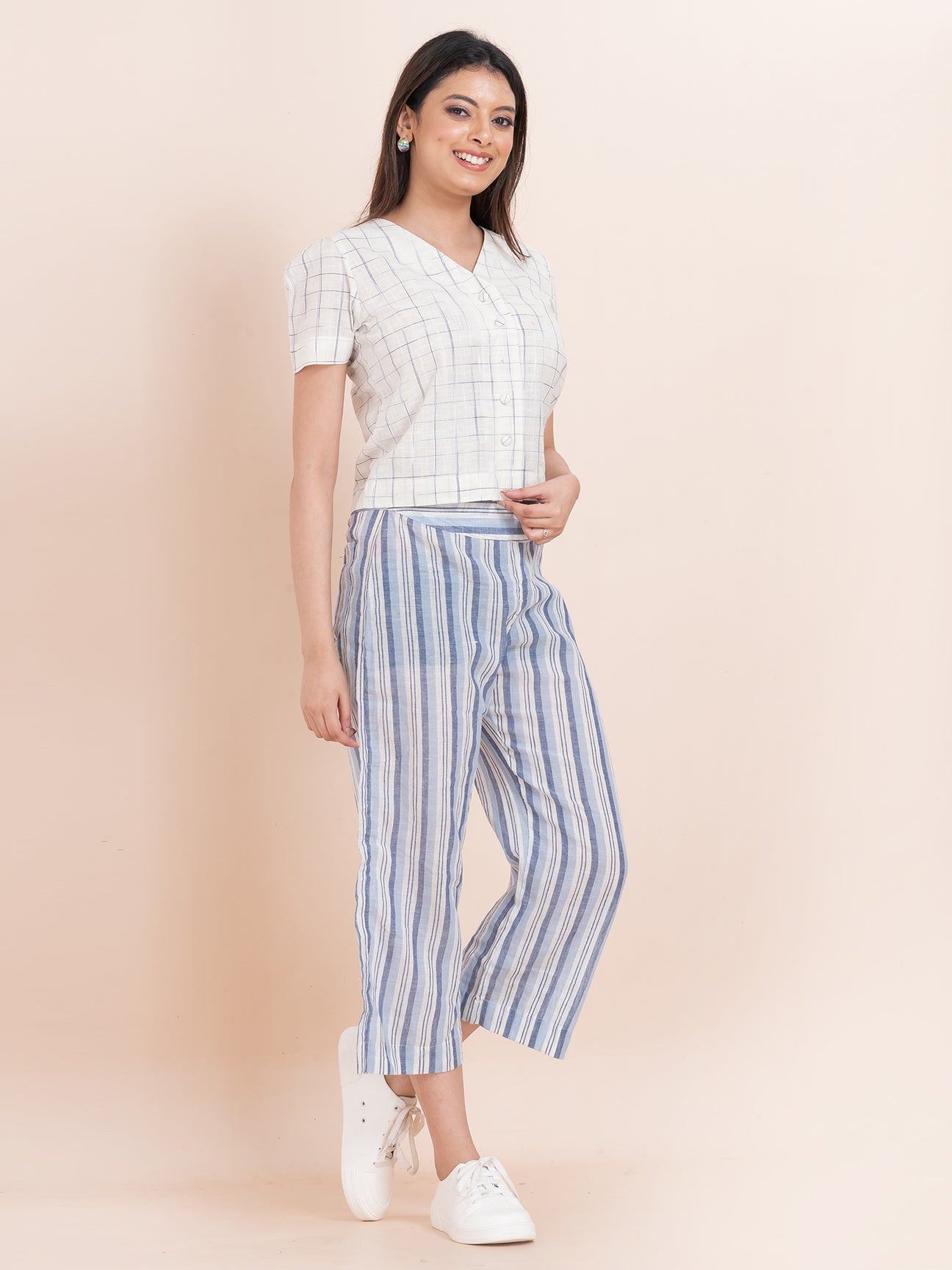 Cotton Cadence - OCAU Basic Striped Wide Leg Cropped Pant