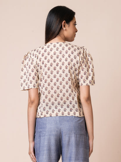 Lychee - OCAU Basic Self Designed Block Printed Cotton Button Down Top