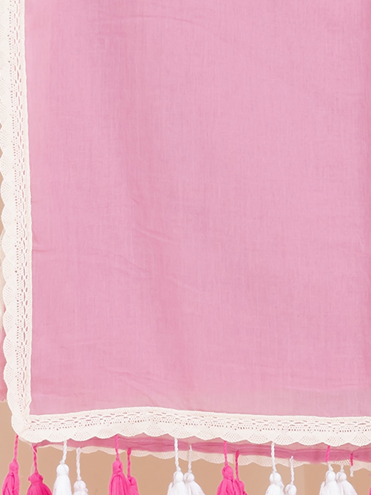 Blush Bloom - Pure cotton solid saree with lace border || Blush