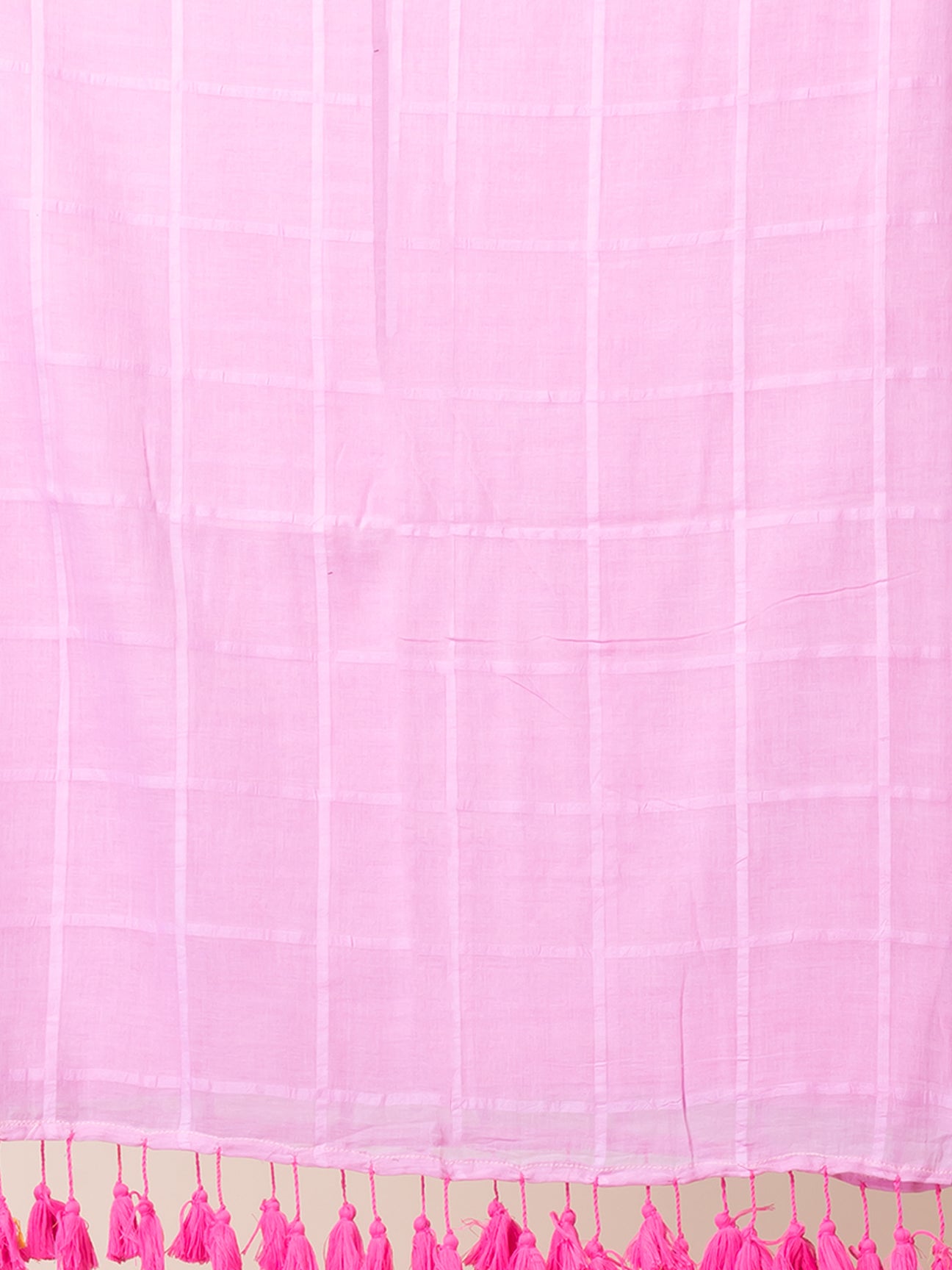 Berry Blush - Pure Cotton Checkered Saree || Pink