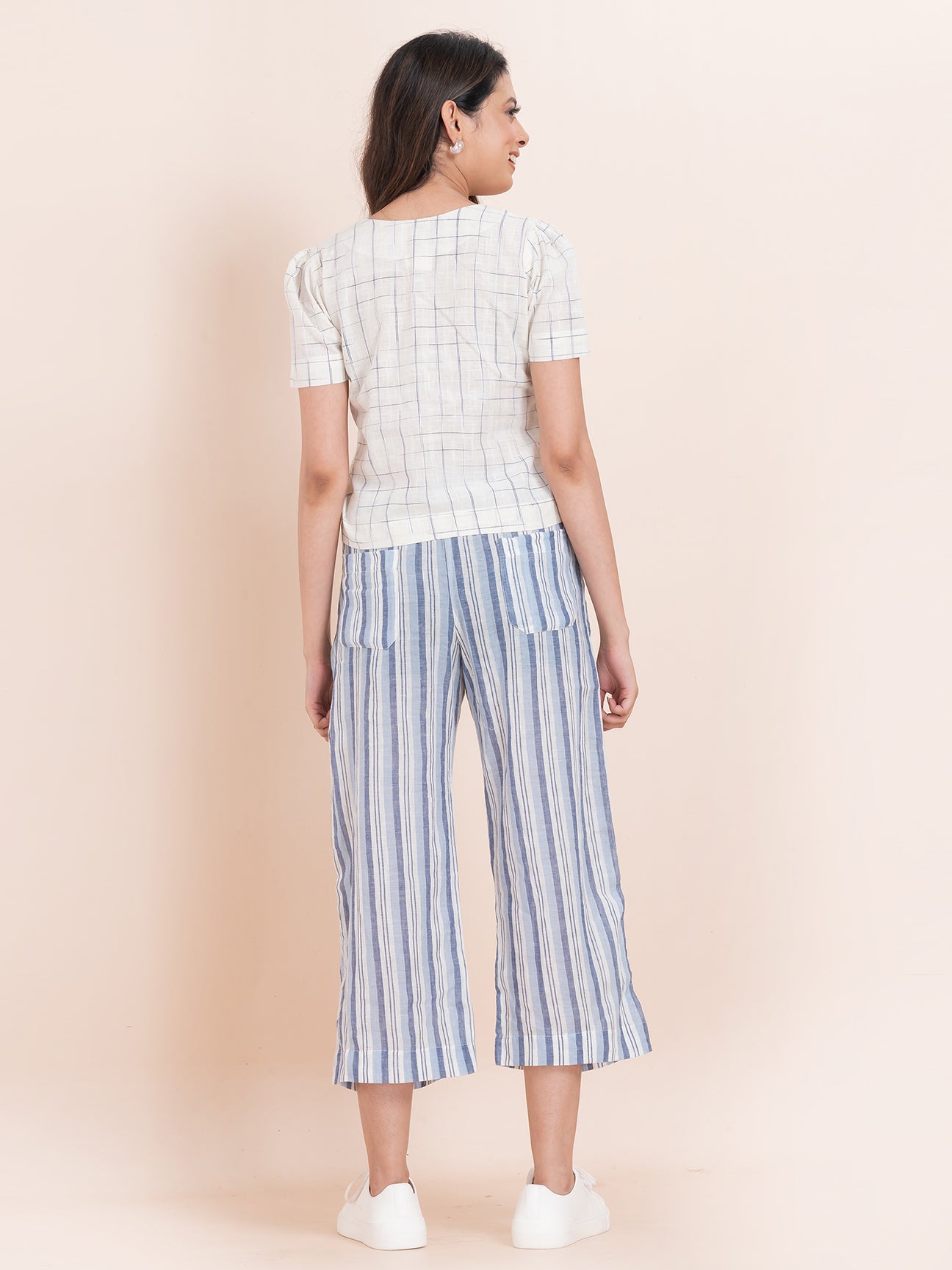 Cotton Cadence - OCAU Basic Striped Wide Leg Cropped Pant