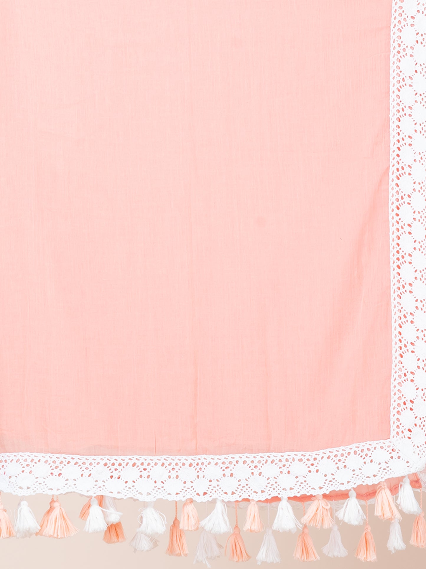 Peach Blossom - Pure cotton solid saree with lace border || Peach