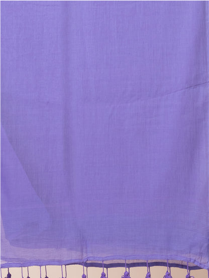 Bluebells - Pure cotton solid saree with  contrast tassels || Dusty Blue