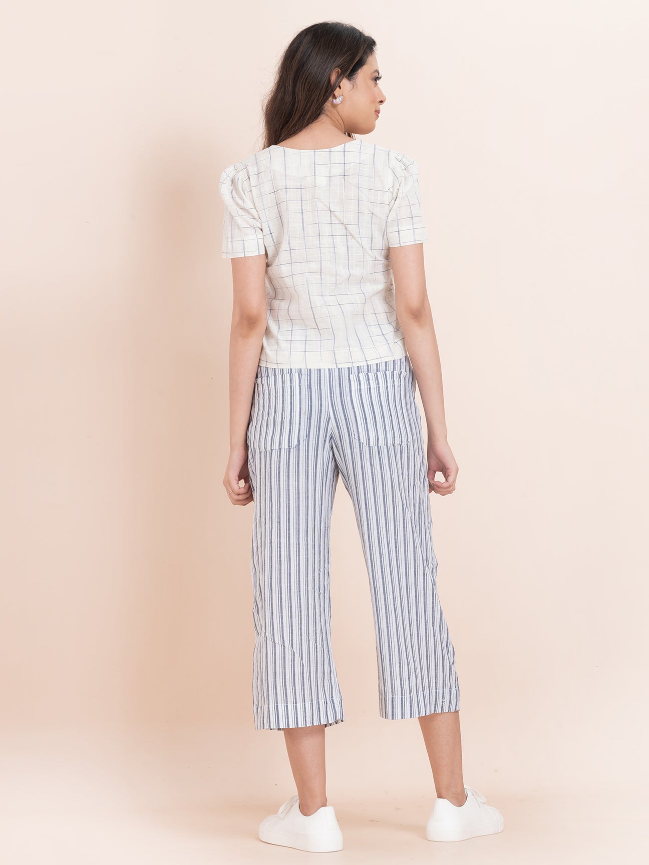 Cotton Crest - OCAU Basic Striped Wide Leg Cropped Pant