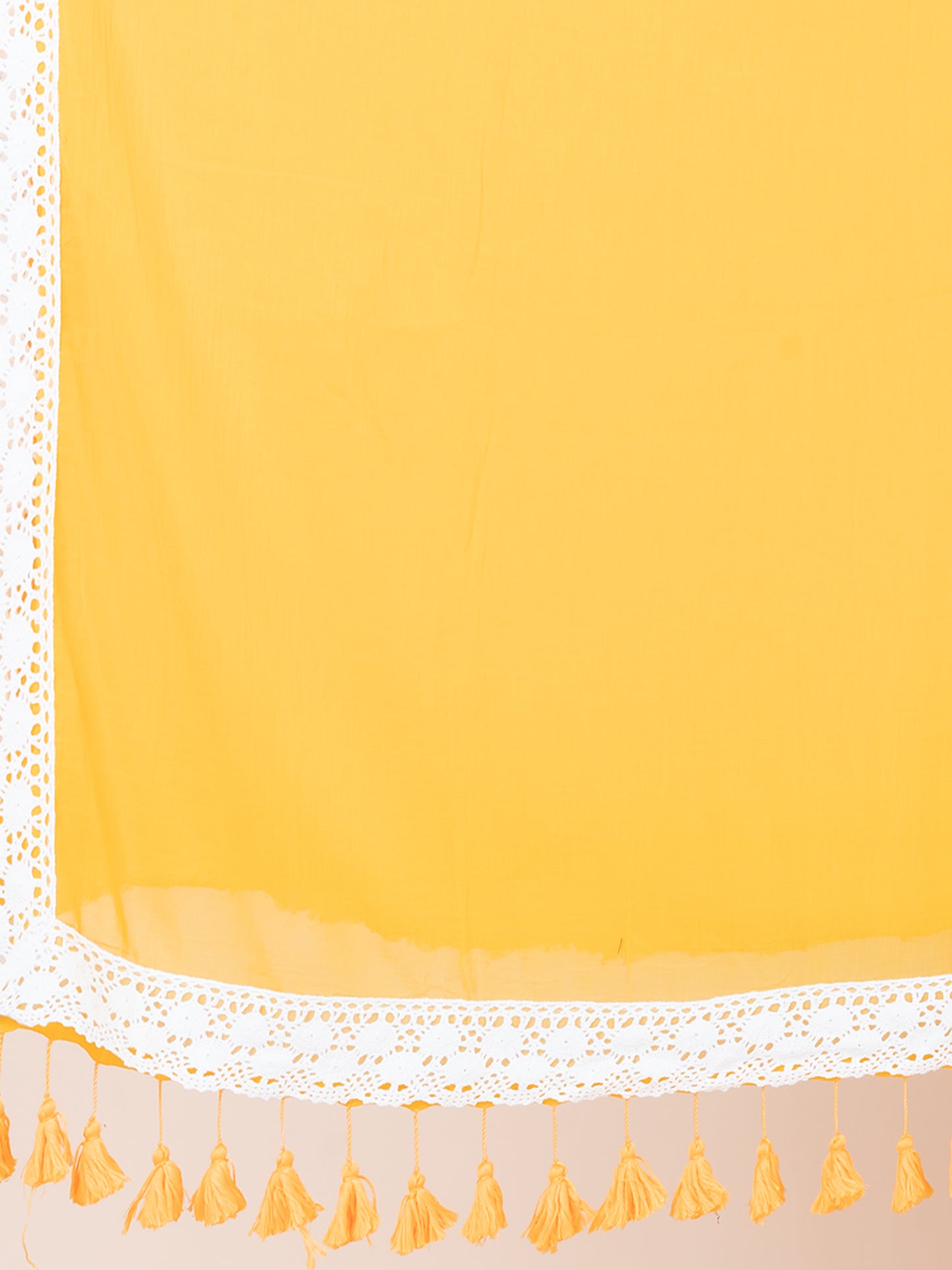 Daisy Delight - Pure cotton solid saree with lace border || Yellow