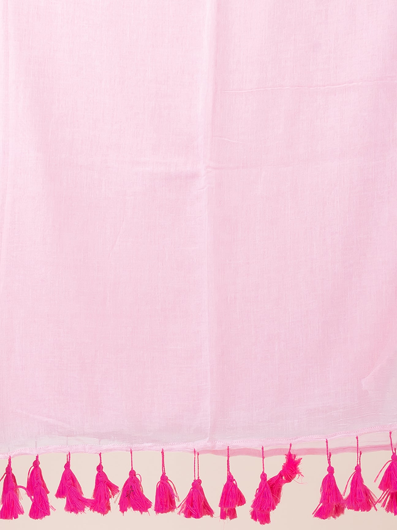 Bush Pink - Pure cotton solid saree with tassels || Pink