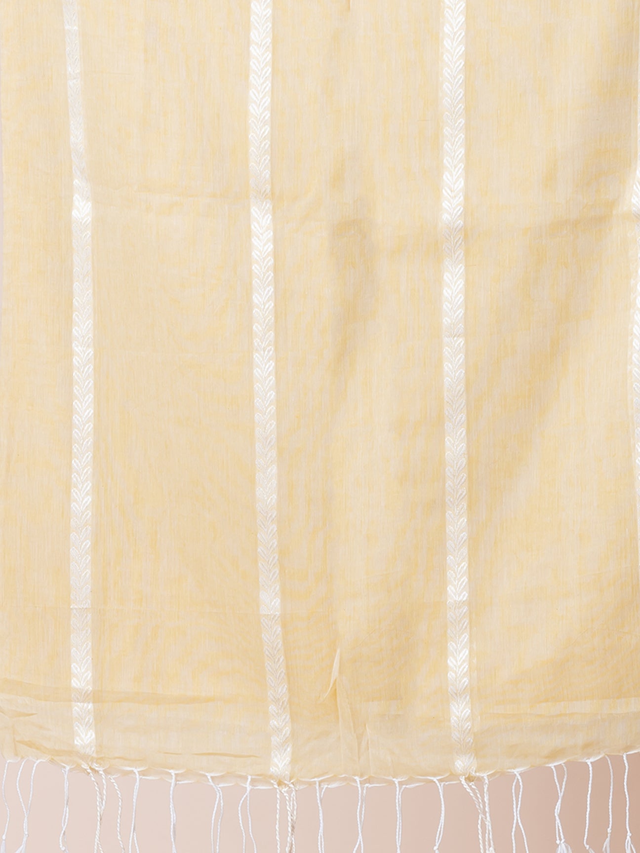 Mimosa Magic - Pure Cotton Saree With Zari Stripes || Pastel Yellow