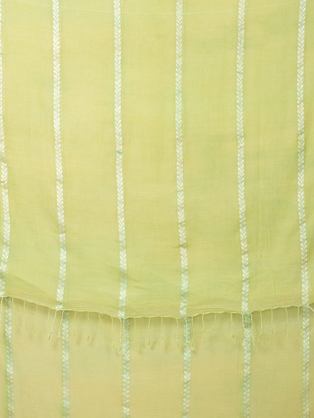 Pearl Pista - Pure Cotton Saree With Zari Stripes || Pista Green